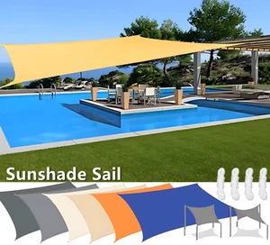 TENDA A VELA OMBREGGIANTE RETTANGOLARE IMPERMEABILE GIARDINO FILTRO UV TELO SOLE - Foto 1 di 18