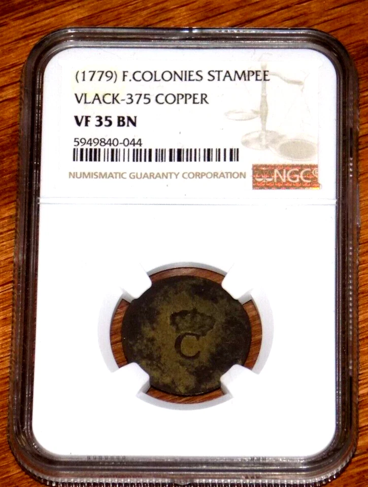 FRENCH COLONIES 2 SOL STAMPEE 1779 WEST INDIES VF 35 BN VLACK 375 Copper Coin - Image 1 of 4