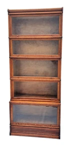 Antique 1890s Wernicke Stepped-Back Oak Barrister Bookcase 5 Stacks, Rare Design - Picture 1 of 17