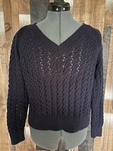 Talbots Petites MP marineblau offen Strick Baumwolle V-Ausschnitt Pullover leicht klassisch - Bild 1 von 12