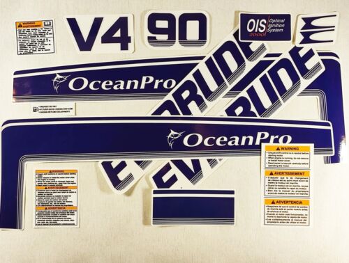 For EVINRUDE 90 Ocean Pro ( Blue ). Vinyl decal set from BOAT-MOTO/ sticker kit