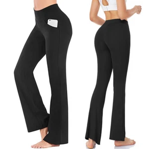 High Waist Women Yoga Flare Pants Wide Long Leg Casual Leggings Fitness Trousers - Picture 1 of 18