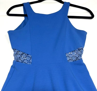 Vestido sin mangas Tween Diva periwinkle talla 16 cintura recortada flor encaje forrado con cremallera Foto 1 de 4