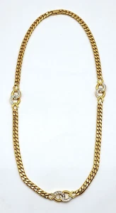 Collana catena vintage PCI tono oro con strass - Foto 1 di 5