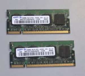 LAPTOP MEMORY 256MB 1RX16 PC2 4200-444 PAIR SCHOOL SURPLUS - Picture 1 of 1