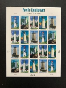 USA Briefmarken SC #4146-4150a. 41 ¢ Pacific Lighthouses Briefmarkenblätter mit 20 Stück - Bild 1 von 1