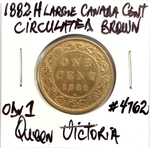 1882 H Canada Grand Cent Circ. Vin rond marron Queen Victoria avers 1 variété