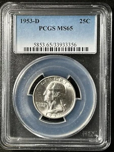 1953-D 25C Washington Quarter Dollar PCGS MS65 33933356 - Picture 1 of 2