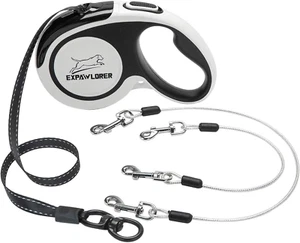 Retractable Dog Leash - Chew Proof Double Dog Leash with 2 No Tangle Strong Wire - Picture 1 of 8