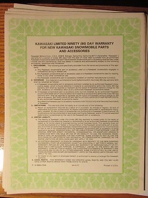  Kawasaki Invader Intruder Drifter Interceptor Snowmobile Garantia 99964-3508 - Imagem 1 de 3