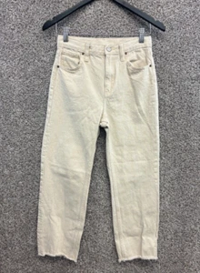 Old Navy Slouchy Straight Jeans Ivory/Yellow Raw Hem 100% Cotton Girls Size 12 - Picture 1 of 9