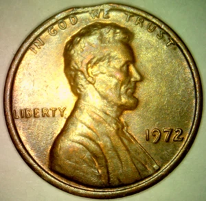 1972 P Error Clipped Planchet Lincoln Memorial Cent Penny 1C - Picture 1 of 5