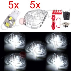5 lentes transparentes LED blancas de xenón 5730 con kit de cableado para luces marcadoras de techo de cabina - Imagen 1 de 8