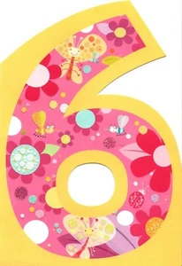 Happy 6th Turning 6 Birthday Smiling Pink Butterflies Butterfly Hallmark Card - Picture 1 of 3