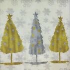 M404# 3 x Single Paper Napkins Decoupage Craft Christmas Trees Fir Spruce Gold