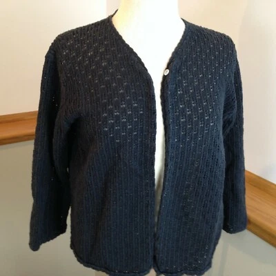 NOMADIC TRADERS Buttonless 3/4 Sleeve Navy Blue Knit Cardigan Sweater Women's M - Image 1 of 4