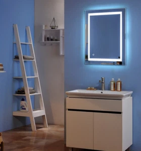 Espejo de baño con luz LED iluminada en pared maquillaje táctil antiniebla 20x28 pulgadas - Imagen 1 de 3