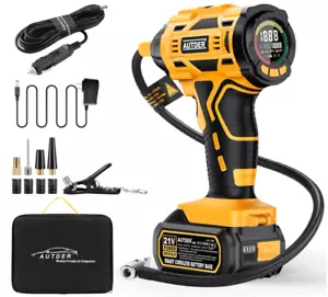 Portable Air Compressor, 21V Rechargeable Battery Powered 180PSI Handheld Pump - Picture 1 of 11