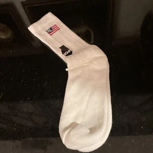 POLO RALPH LAUREN - POLO SPORT Men's USA Flag Crew Socks, WHITE w/FLAG & Logo - Picture 1 of 6