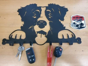 Border Collie Key Fob Leash Holder Metal Wall Art Gift Idea - Picture 1 of 1