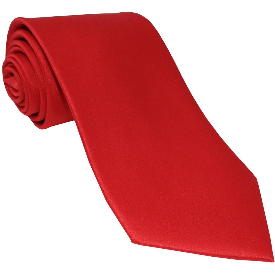New Men's polyester necktie only solid plain red formal wedding prom party - Image 1 of 1