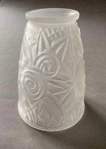 Rare Vintage French Art Deco France Molded Frosted Glass Shade - Picture 1 of 4