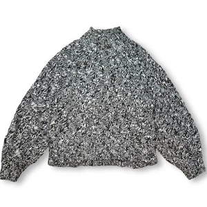 Abercrombie & Fitch Knit Sweater Mock Neck Long Sleeve Black White Womens Large - Picture 1 of 9