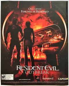 Publicidad impresa vintage 2003 Resident Evil Outbreak PS2 original promoción póster arte - Imagen 1 de 4