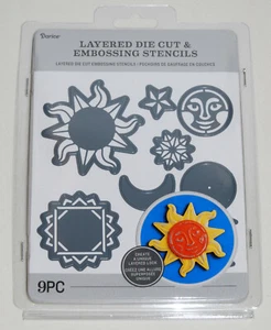 New Darice Silver Celestial-Themed Layered Die Cut & Embossing Stencils 9pc Set - Picture 1 of 3