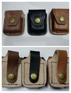 Zippo Lighter Leather Holder Case Pouch Cover Button Loop In Three Colors NEW - Picture 1 of 24