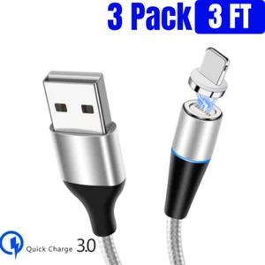 3Pack 3FT Magnetic Fast Charging Cable USB Charger Adapter Cord for iPhone iPad - Picture 1 of 9