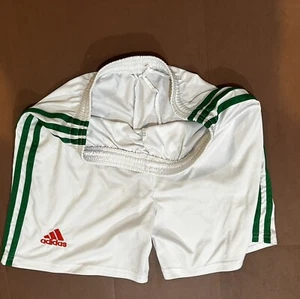 Adidas Boys White with Green Strip Soccer Shorts - Picture 1 of 5