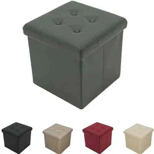 PUFF POUF CONTENITORE QUADRATO ECOPELLE PANCA BAULE TRAPUNTATO ROMBI 38X38CM - Foto 1 di 4