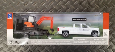 77700-08704 Kubota toy KX040 excavator w/ chevrolet pickup truck & trailer - Image 1 of 2