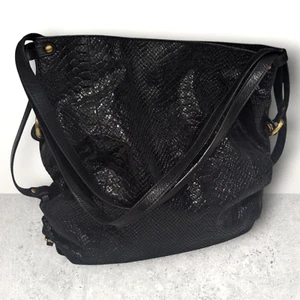 OrYANY Shoulder Bag Black Leather Croc Embossed Hobo Purse Handbag Slouchy - Picture 1 of 16