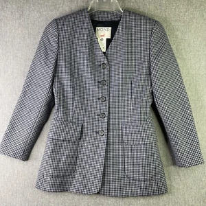 Blazer Jacke Mondi Größe 34 US Gr. 4 reine Schurwolle dunkelblau Hahnentritt - Bild 1 von 13