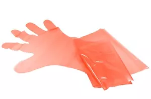 50 PE - Veterinärhandschuhe orange 90 cm lang Tierarzt Einmalhandschuhe unsteril - Bild 1 von 1