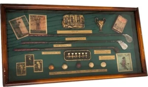 Vintage History of Golf Collectible Shadow Box~Wood Framed 20 3/8”x11” X 2” - Picture 1 of 1