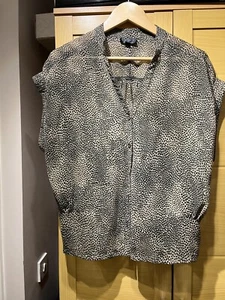 TOPSHOP black brown leopard print blouse collar blouson shirt top 12 In Good Con - Picture 1 of 7