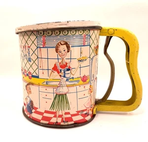 Vintage Androck Handi Sifter Homemaker Retro Kitchen Graphics HTF Lid Farmhouse - Picture 1 of 12