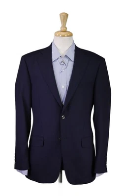 Blazer de lã Hardwick sólido azul marinho botões madrepérola Super 100's 38R - Imagem 1 de 4