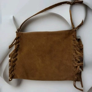 UGG  Black Suede Lea Crossbody Fringe Purse - Picture 1 of 4