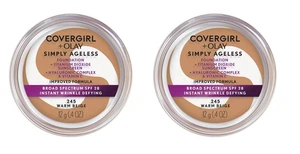 2 PACK COVERGIRL & Olay Simply Ageless Foundation 245 WARM BEIGE, Lot Sealed - Picture 1 of 1