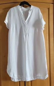 Leinenkleid H&M weiß Gr. L NEU Sommer Kurzarm A-Linie - Bild 1 von 3