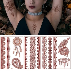 Lace Waterproof Temporary Tattoo Henna Sticker Fake Tatoo Body Hand Arm Unisex - Picture 1 of 34