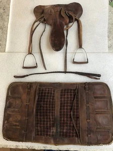 O'KANE San Francisco 1800s Jockey Racing Saddle Leather, Stirrups, Blanket, Crop - Picture 1 of 11