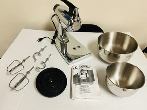 VTG 1980s Sunbeam Mixmaster 12 Speed Stand Mixer Black & Chrome Excellent Mint - Picture 1 of 8