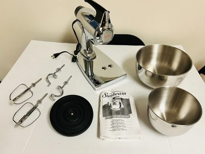 VTG  1980s Sunbeam Mixmaster 12 Speed Stand Mixer Black & Chrome Excellent Mint - Image 1 of 4