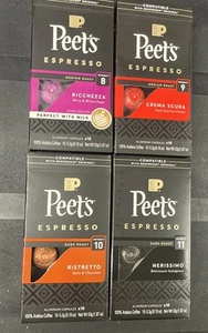Peet's Espresso Capsules, Coffee 40 Ct Medium & Dark Variety Pack - Brand New - Picture 1 of 3