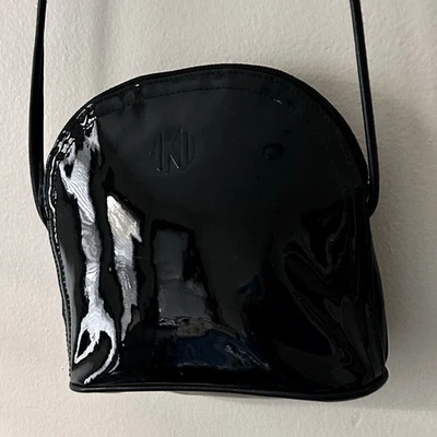 VTG Calderon Black Patent Leather Purse Anne Klein Cross Body, Embossed Perfect! - Image 1 of 4